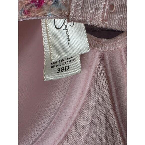 Jessica Simpson Floral Lace Underwire Bra 38D Light Pink Multicolor NWT - Picture 4 of 4